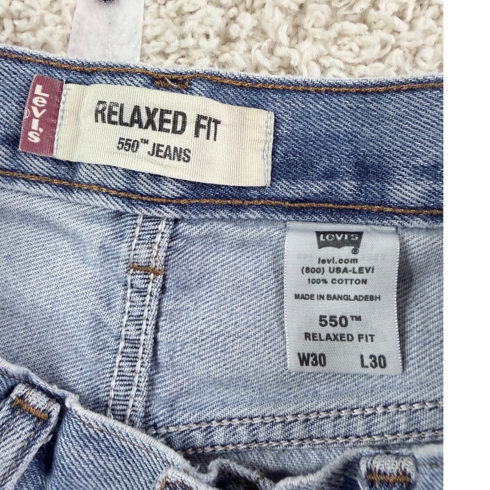 Mens 30x30 Levi's 550 Jeans Cotton Relaxed Fit Light Wash Distressed Y2K Vintage